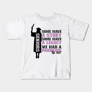 Pandemic Graduation | White And Pearly Purple Text Funny Graduation Kids T-Shirt